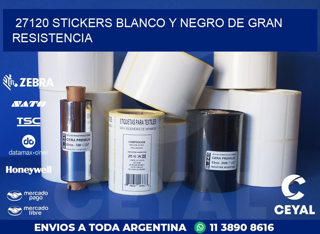 27120 STICKERS BLANCO Y NEGRO DE GRAN RESISTENCIA