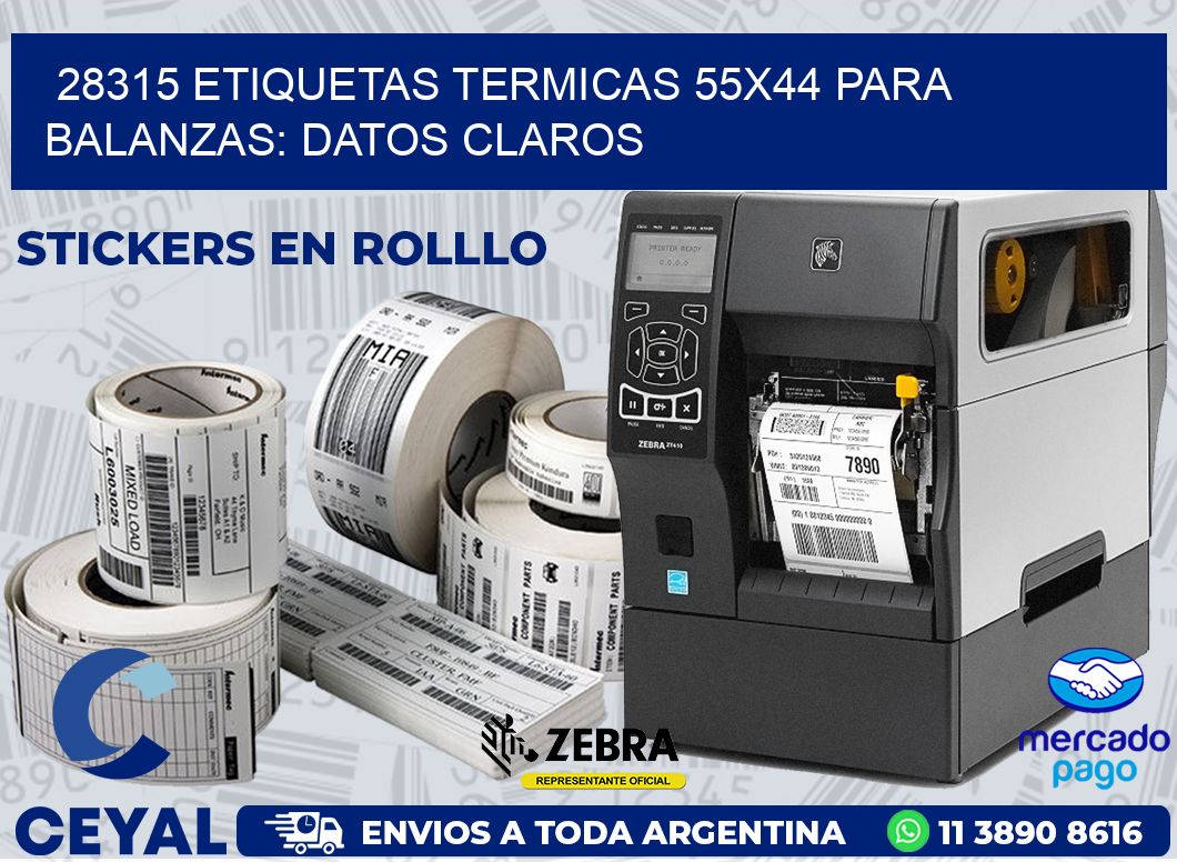 28315 ETIQUETAS TERMICAS 55X44 PARA BALANZAS: DATOS CLAROS