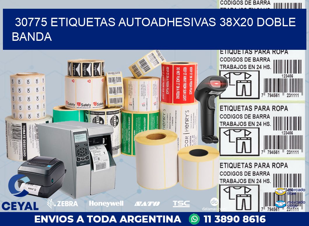30775 ETIQUETAS AUTOADHESIVAS 38X20 DOBLE BANDA