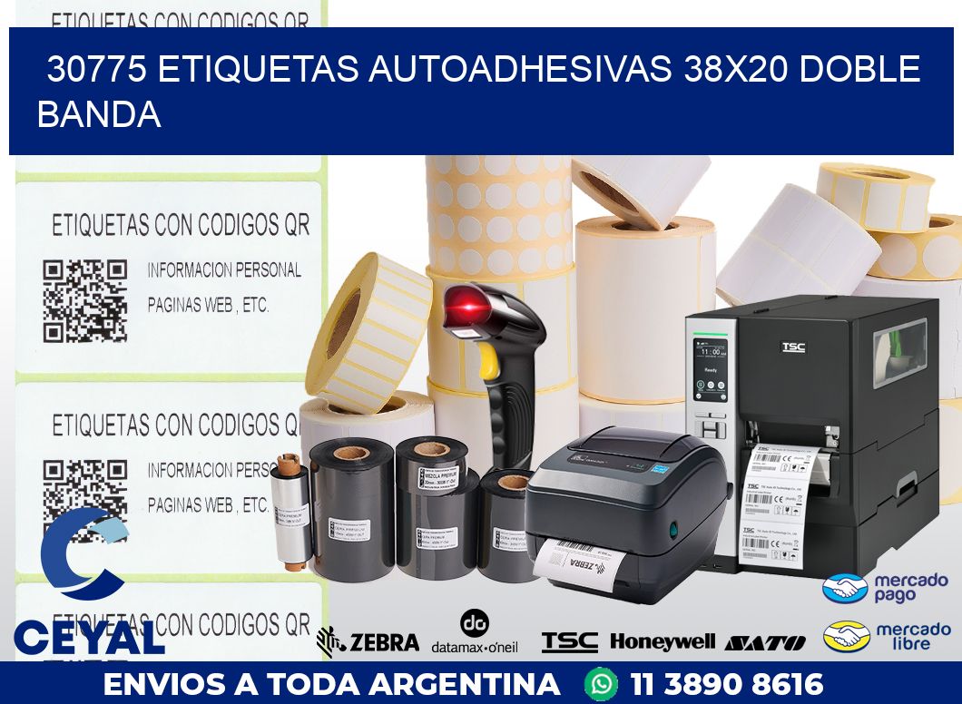 30775 ETIQUETAS AUTOADHESIVAS 38X20 DOBLE BANDA