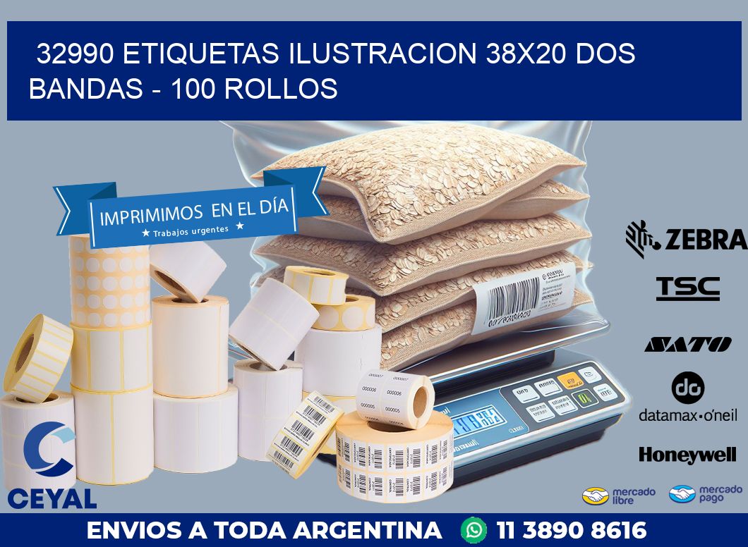 32990 ETIQUETAS ILUSTRACION 38X20 DOS BANDAS – 100 ROLLOS