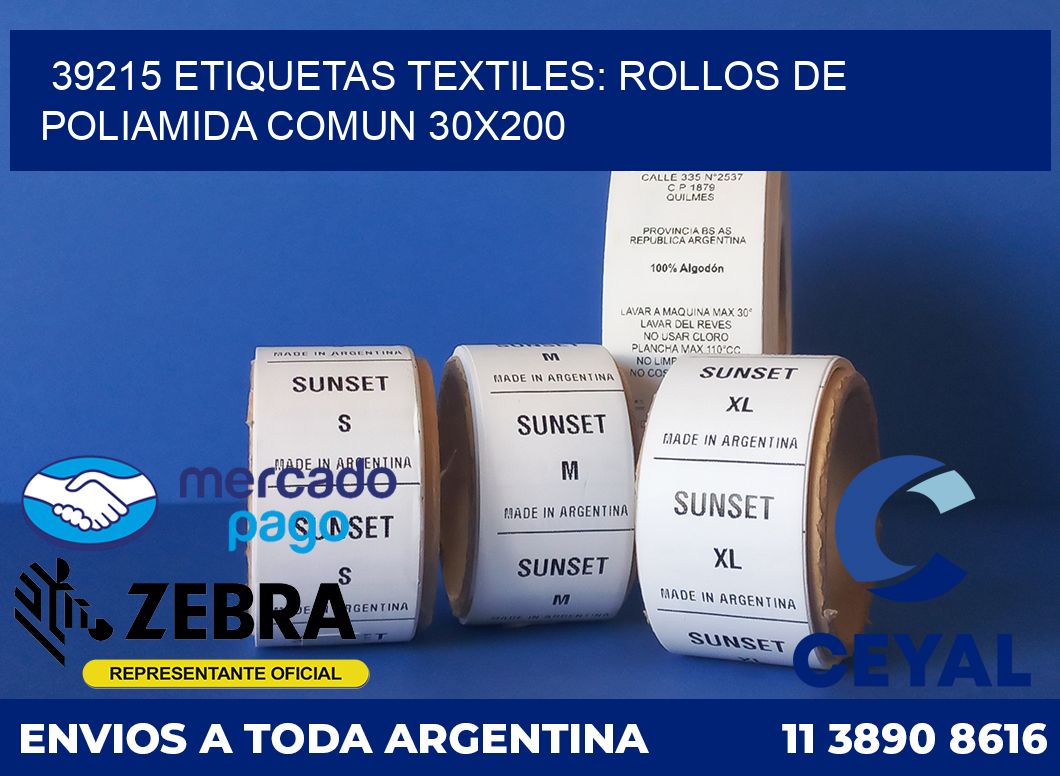 39215 ETIQUETAS TEXTILES: ROLLOS DE POLIAMIDA COMUN 30X200