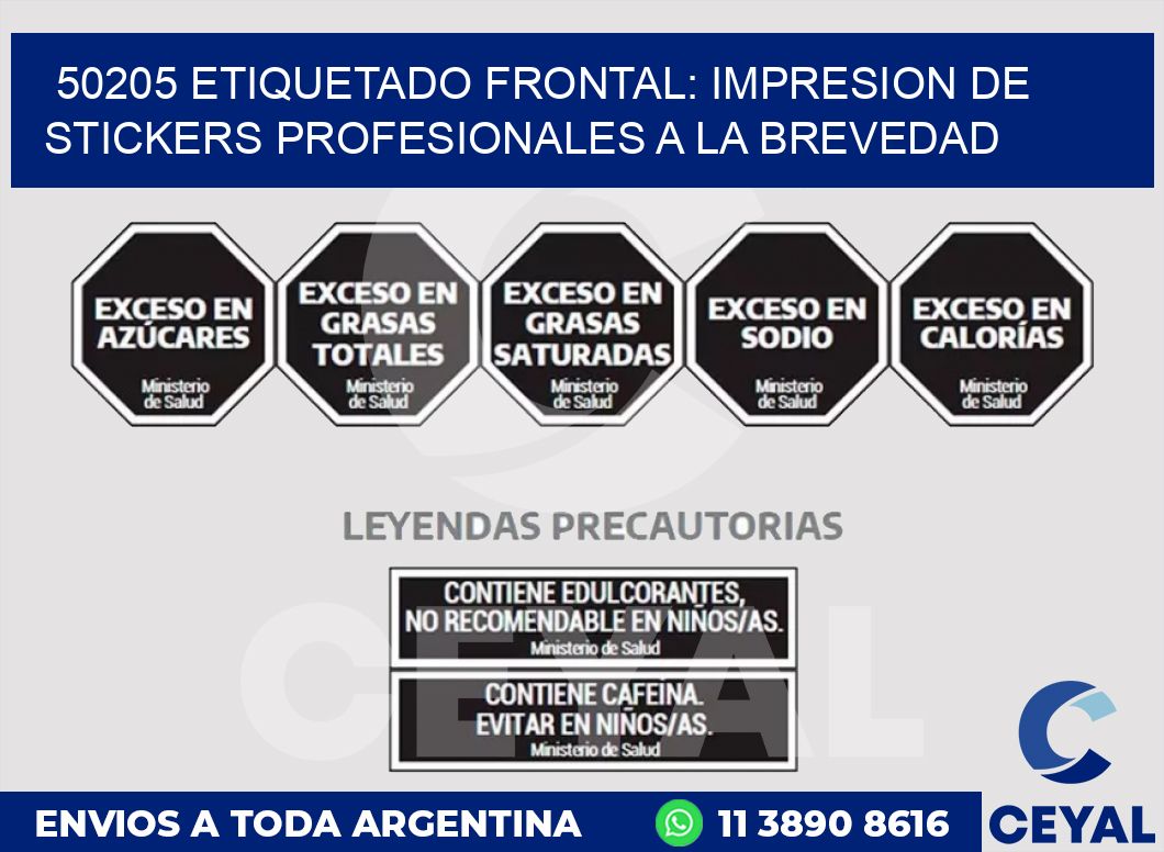 50205 ETIQUETADO FRONTAL: IMPRESION DE STICKERS PROFESIONALES A LA BREVEDAD