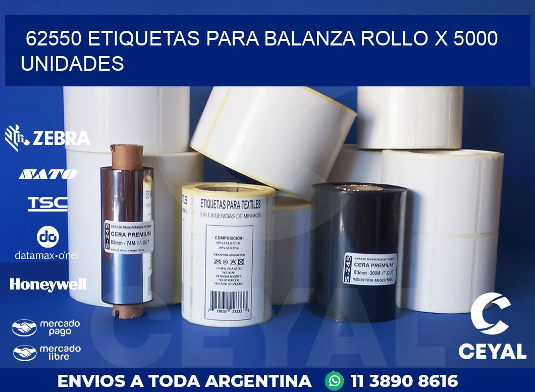 62550 ETIQUETAS PARA BALANZA ROLLO X 5000 UNIDADES