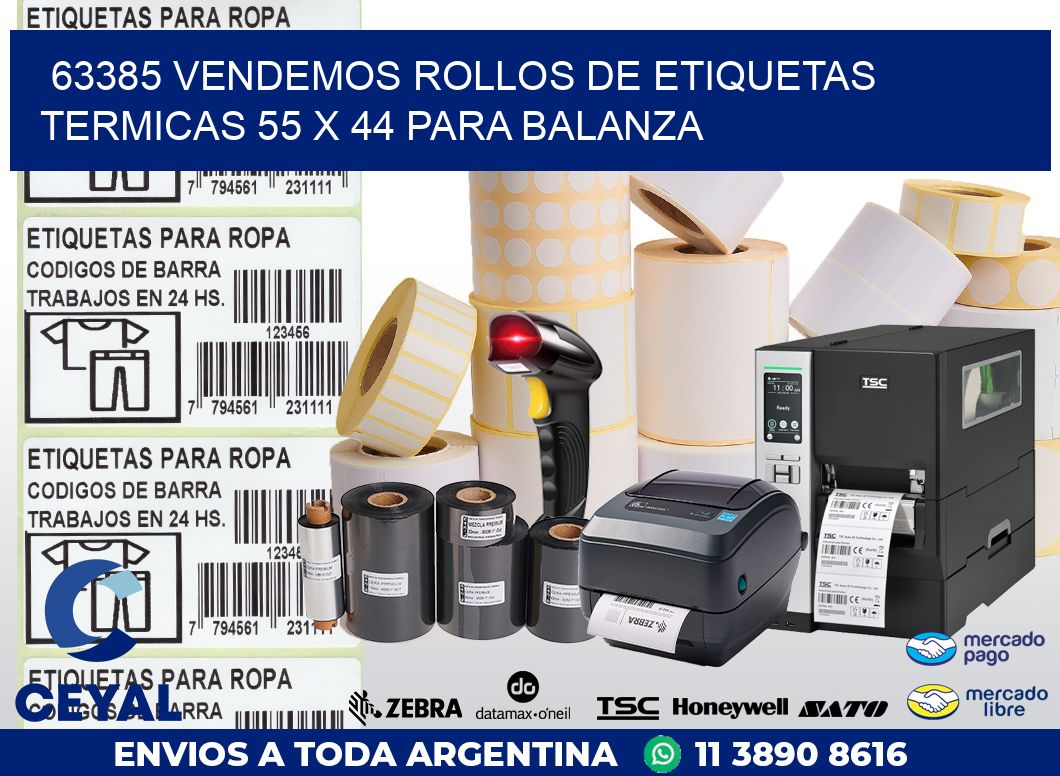 63385 VENDEMOS ROLLOS DE ETIQUETAS TERMICAS 55 X 44 PARA BALANZA