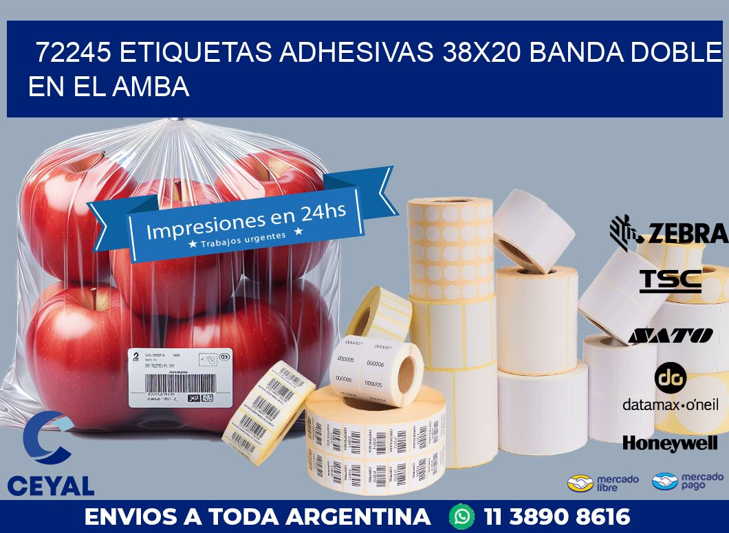 72245 ETIQUETAS ADHESIVAS 38X20 BANDA DOBLE EN EL AMBA