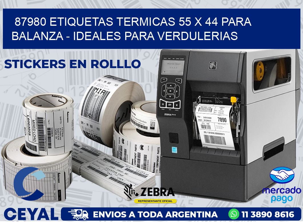 87980 ETIQUETAS TERMICAS 55 X 44 PARA BALANZA - IDEALES PARA VERDULERIAS