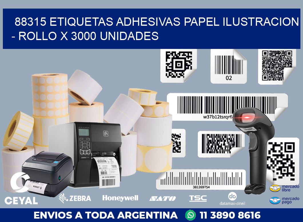 88315 ETIQUETAS ADHESIVAS PAPEL ILUSTRACION - ROLLO X 3000 UNIDADES