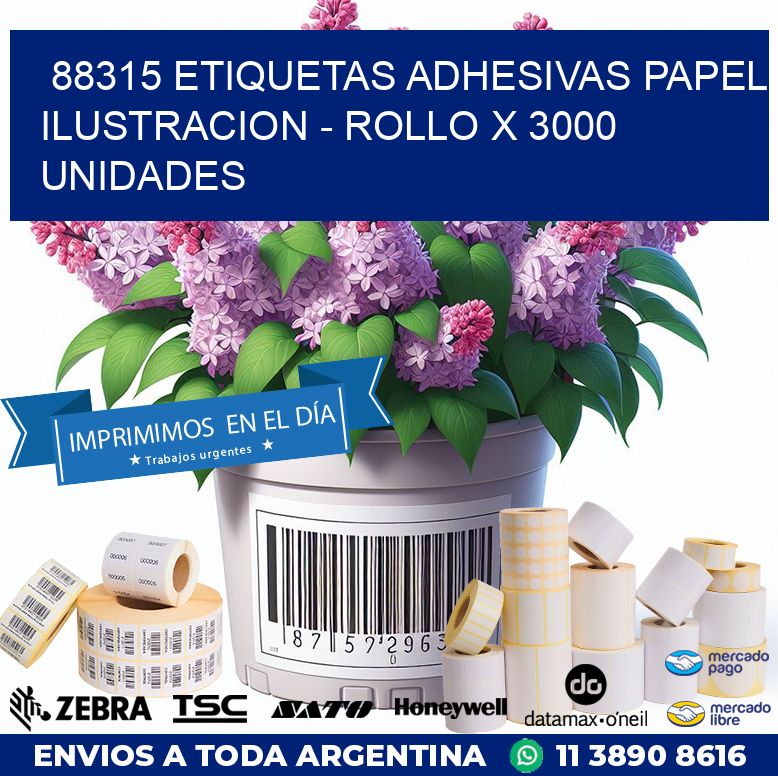 88315 ETIQUETAS ADHESIVAS PAPEL ILUSTRACION – ROLLO X 3000 UNIDADES
