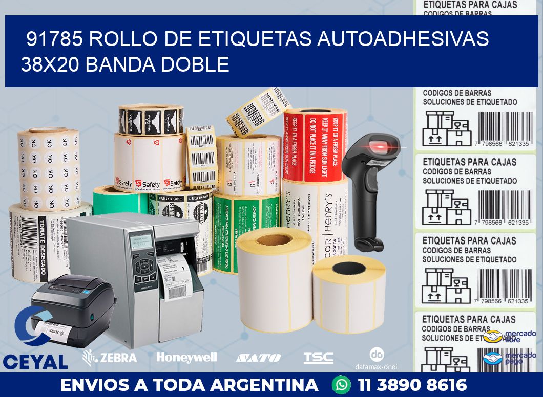 91785 ROLLO DE ETIQUETAS AUTOADHESIVAS 38X20 BANDA DOBLE