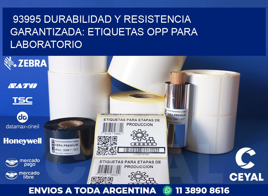 93995 DURABILIDAD Y RESISTENCIA GARANTIZADA: ETIQUETAS OPP PARA LABORATORIO
