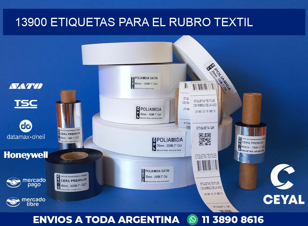 13900 ETIQUETAS PARA EL RUBRO TEXTIL