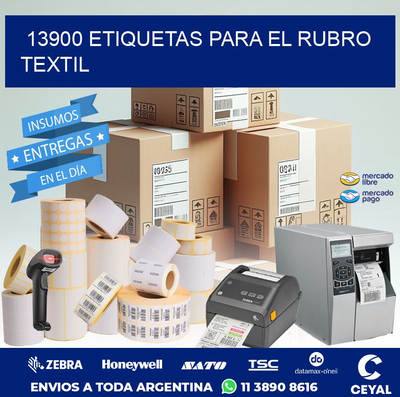 13900 ETIQUETAS PARA EL RUBRO TEXTIL