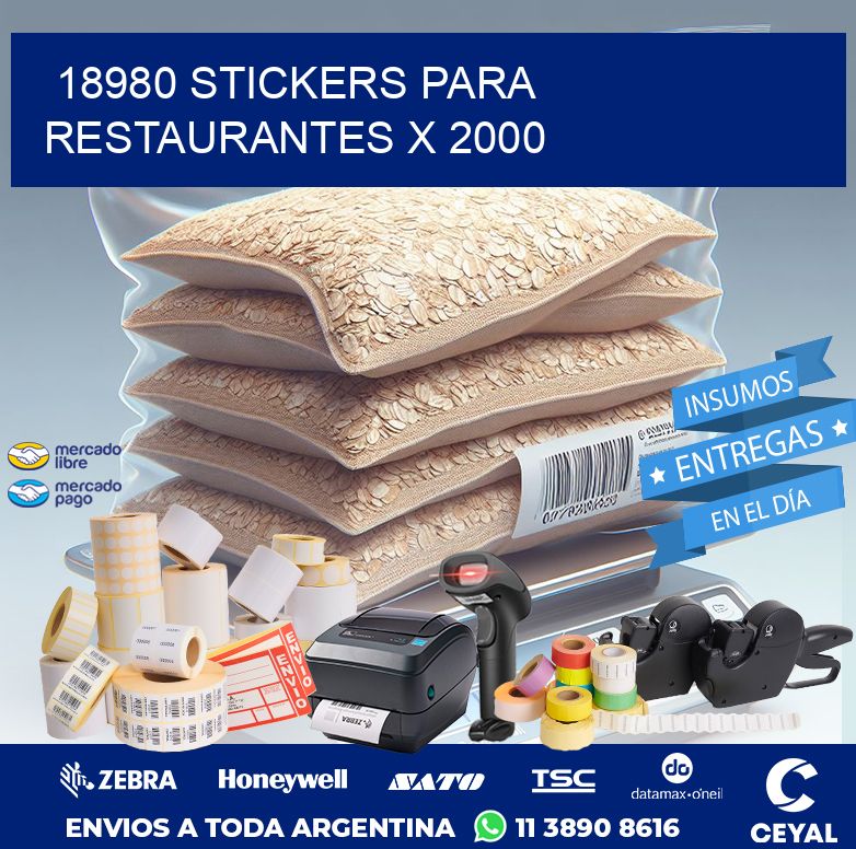 18980 STICKERS PARA RESTAURANTES X 2000