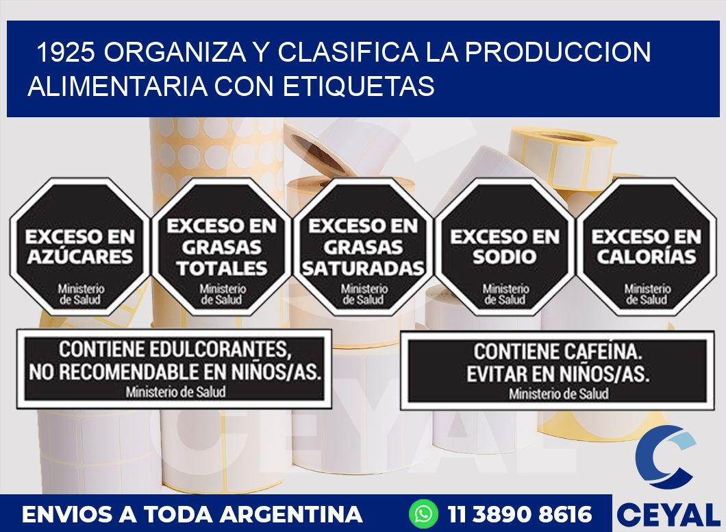 1925 ORGANIZA Y CLASIFICA LA PRODUCCION ALIMENTARIA CON ETIQUETAS