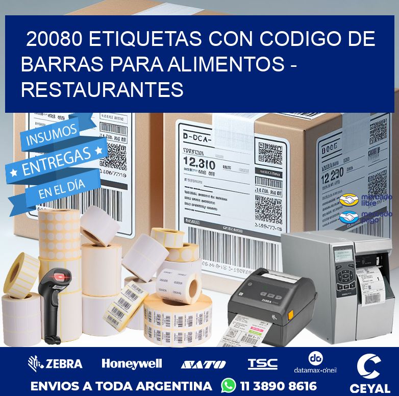20080 ETIQUETAS CON CODIGO DE BARRAS PARA ALIMENTOS - RESTAURANTES