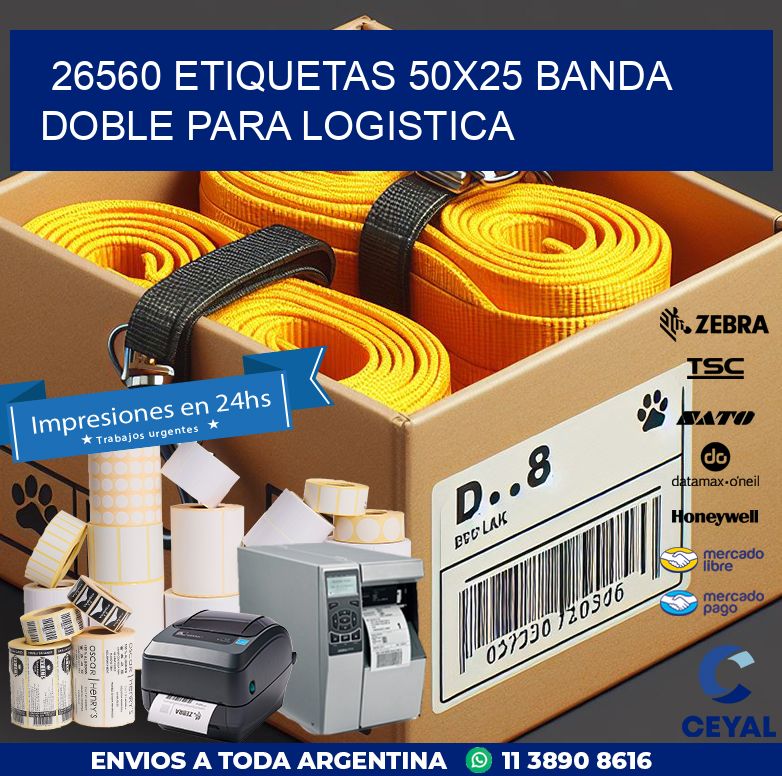 26560 ETIQUETAS 50X25 BANDA DOBLE PARA LOGISTICA