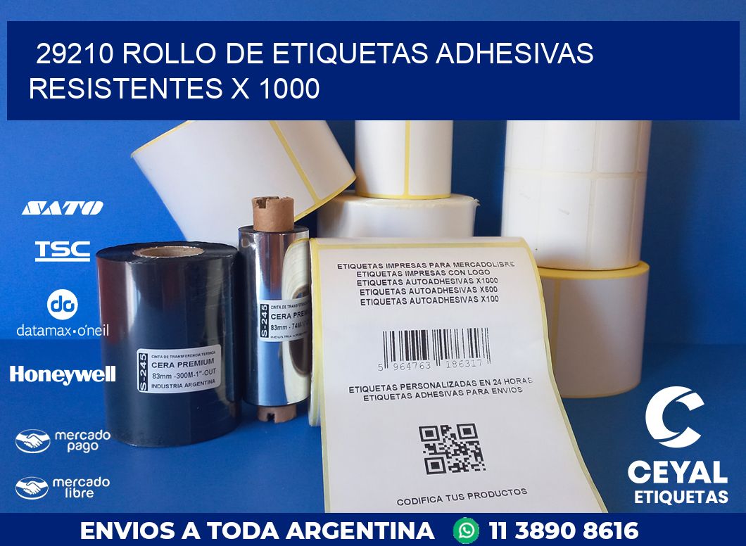 29210 ROLLO DE ETIQUETAS ADHESIVAS RESISTENTES X 1000