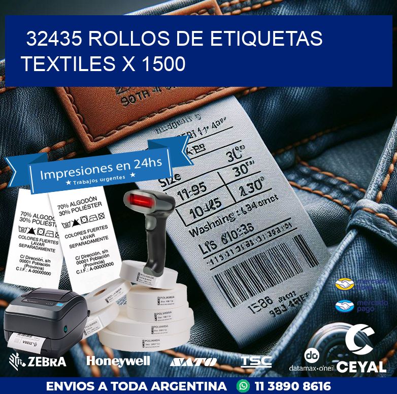 32435 ROLLOS DE ETIQUETAS TEXTILES X 1500