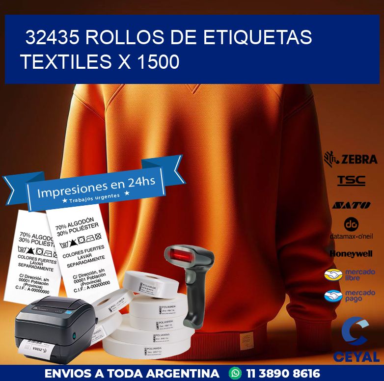 32435 ROLLOS DE ETIQUETAS TEXTILES X 1500