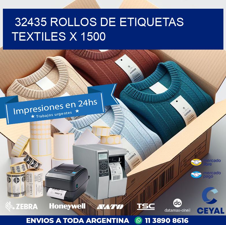 32435 ROLLOS DE ETIQUETAS TEXTILES X 1500
