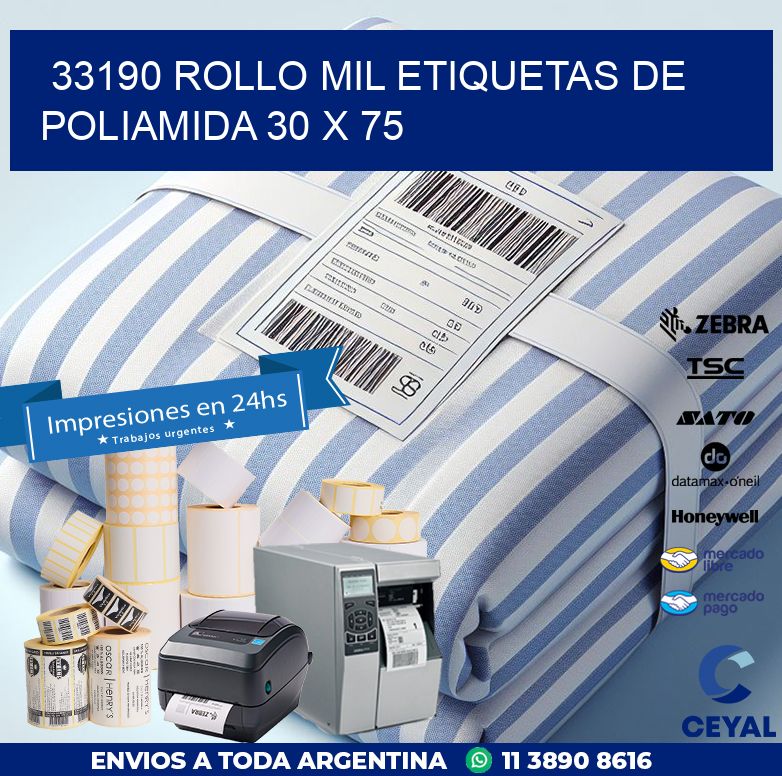 33190 ROLLO MIL ETIQUETAS DE POLIAMIDA 30 X 75