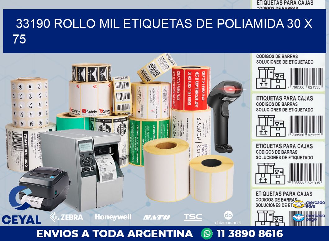 33190 ROLLO MIL ETIQUETAS DE POLIAMIDA 30 X 75