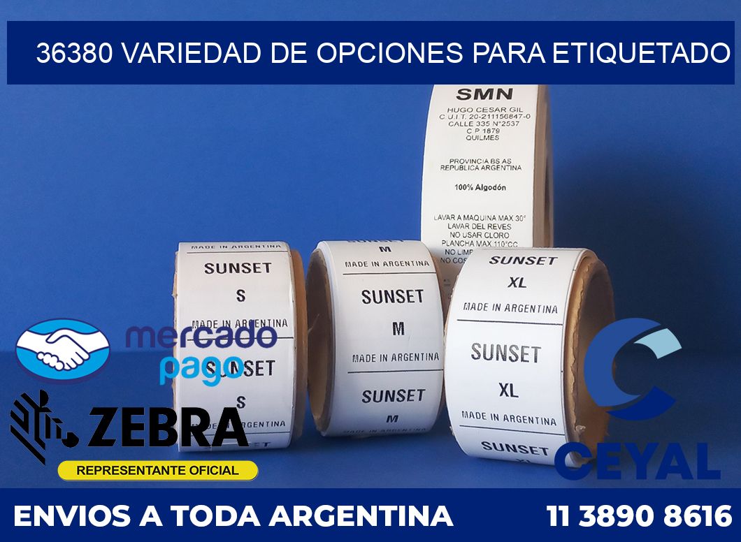 36380 VARIEDAD DE OPCIONES PARA ETIQUETADO