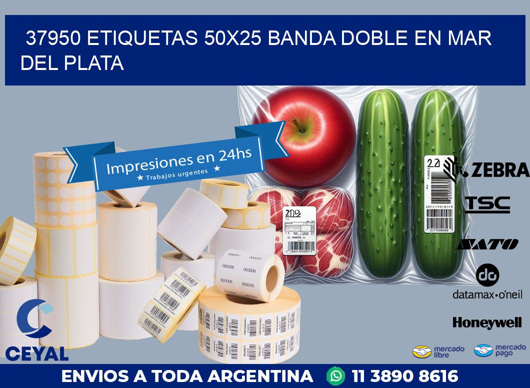 37950 ETIQUETAS 50X25 BANDA DOBLE EN MAR DEL PLATA