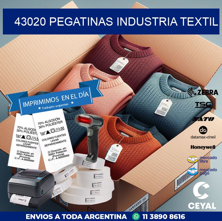 43020 PEGATINAS INDUSTRIA TEXTIL