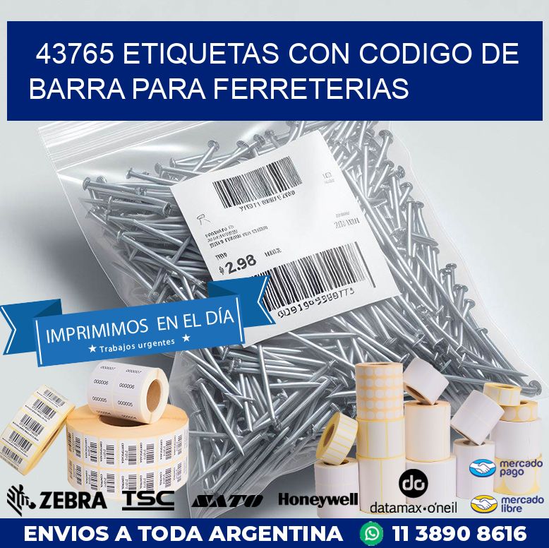 43765 ETIQUETAS CON CODIGO DE BARRA PARA FERRETERIAS