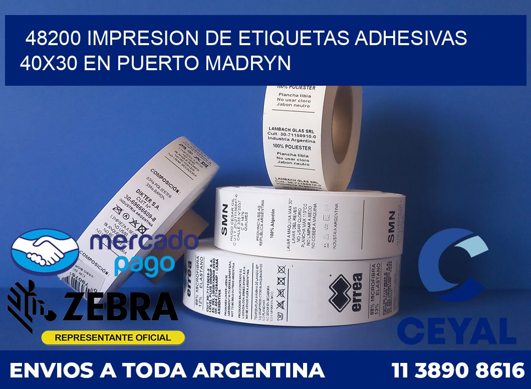 48200 IMPRESION DE ETIQUETAS ADHESIVAS 40X30 EN PUERTO MADRYN