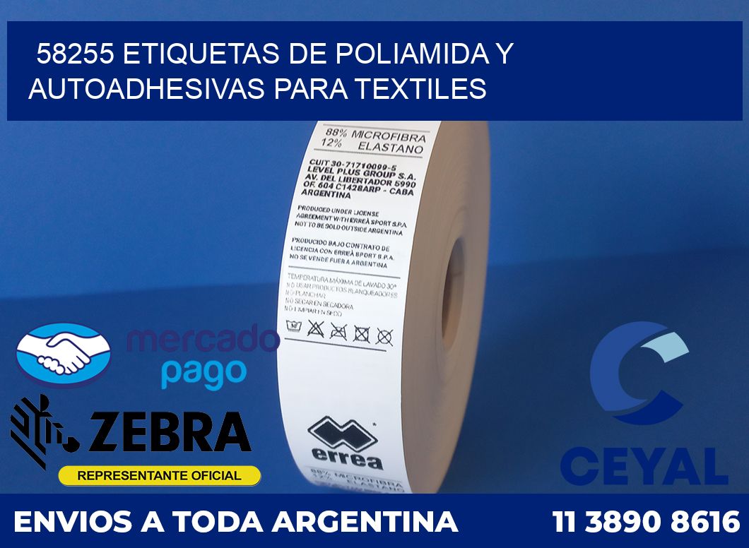 58255 ETIQUETAS DE POLIAMIDA Y AUTOADHESIVAS PARA TEXTILES