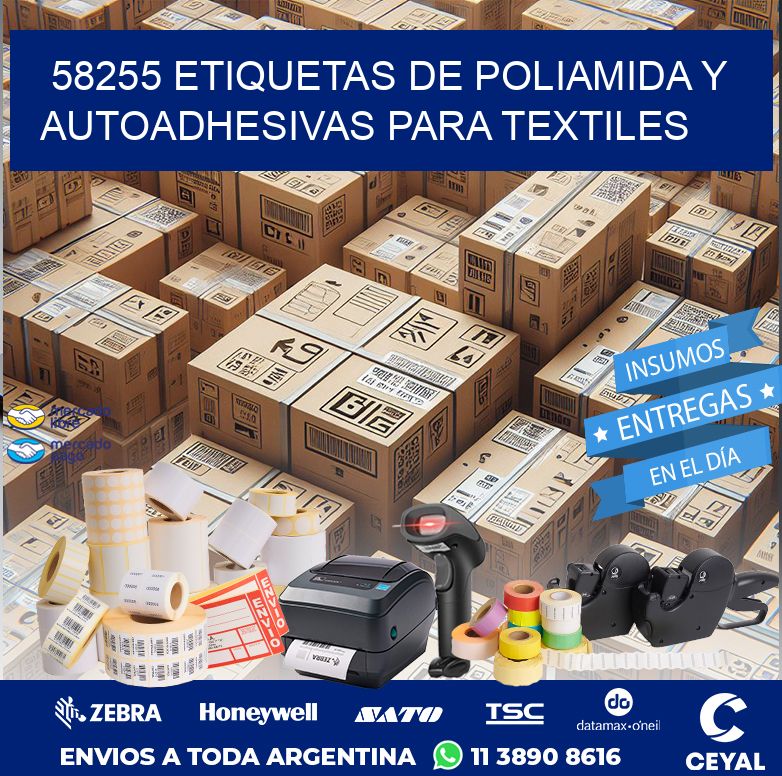 58255 ETIQUETAS DE POLIAMIDA Y AUTOADHESIVAS PARA TEXTILES
