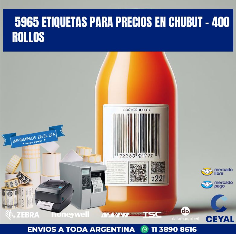 5965 ETIQUETAS PARA PRECIOS EN CHUBUT - 400 ROLLOS