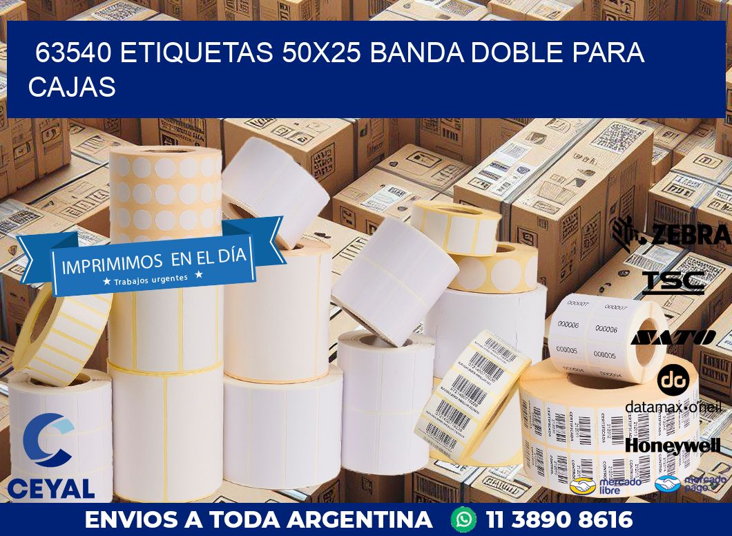 63540 ETIQUETAS 50X25 BANDA DOBLE PARA CAJAS