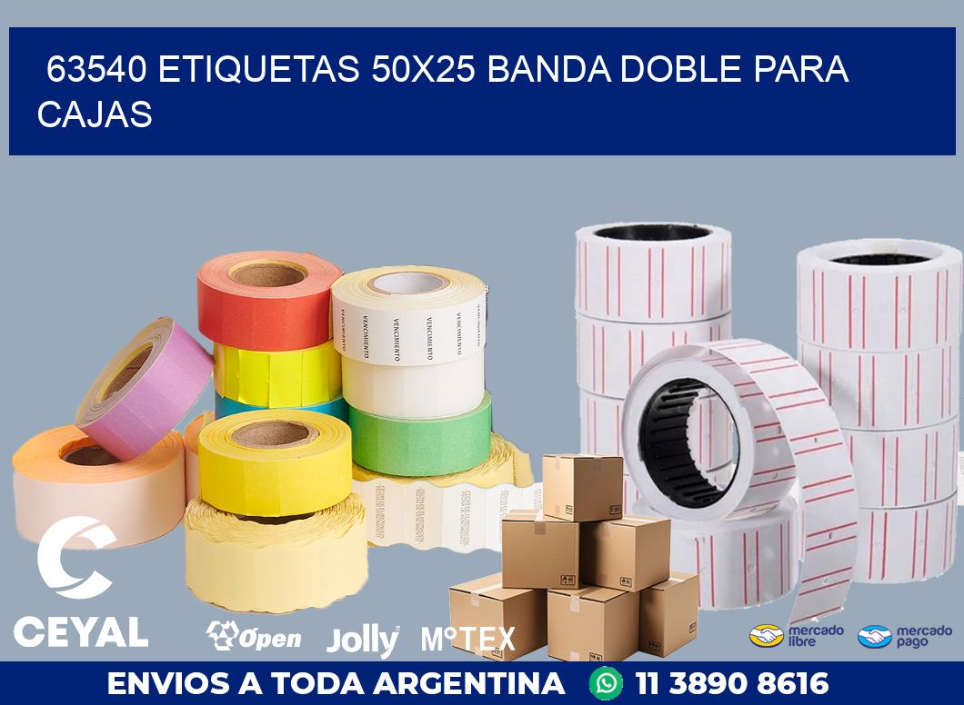 63540 ETIQUETAS 50X25 BANDA DOBLE PARA CAJAS