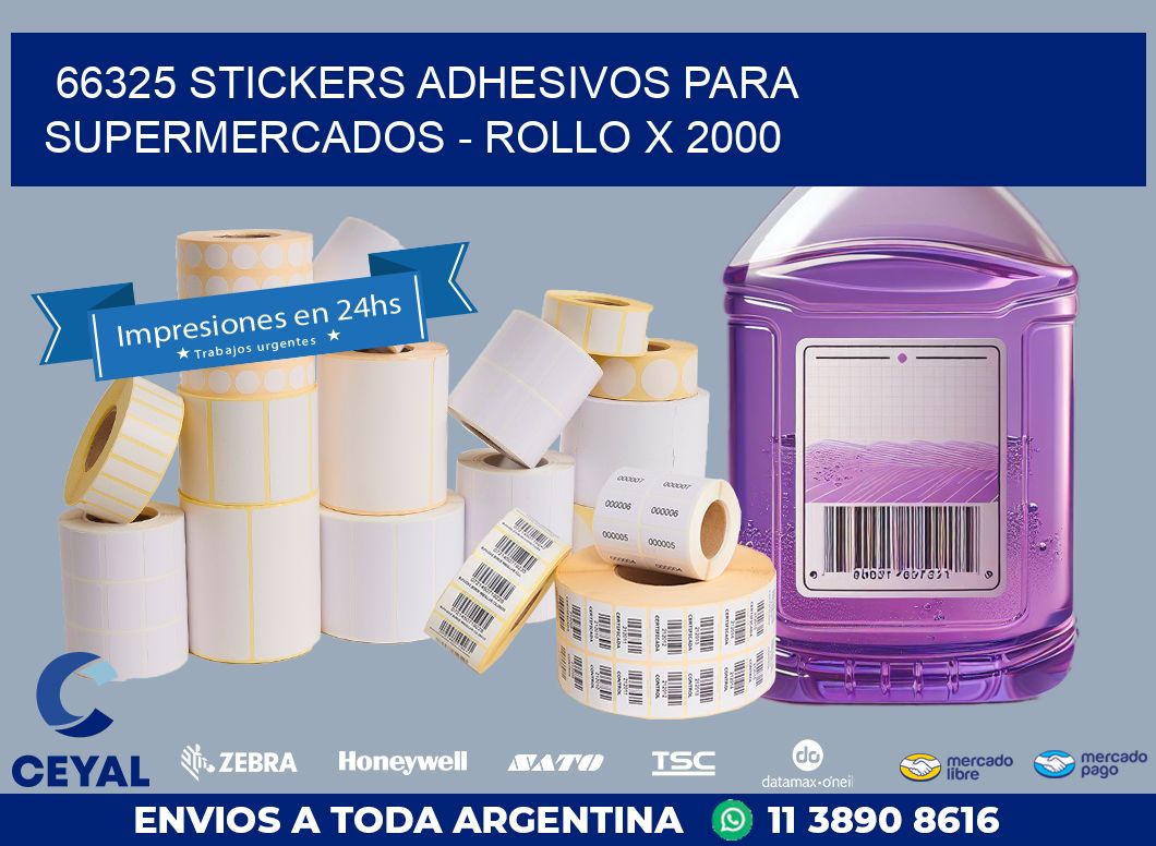 66325 STICKERS ADHESIVOS PARA SUPERMERCADOS - ROLLO X 2000