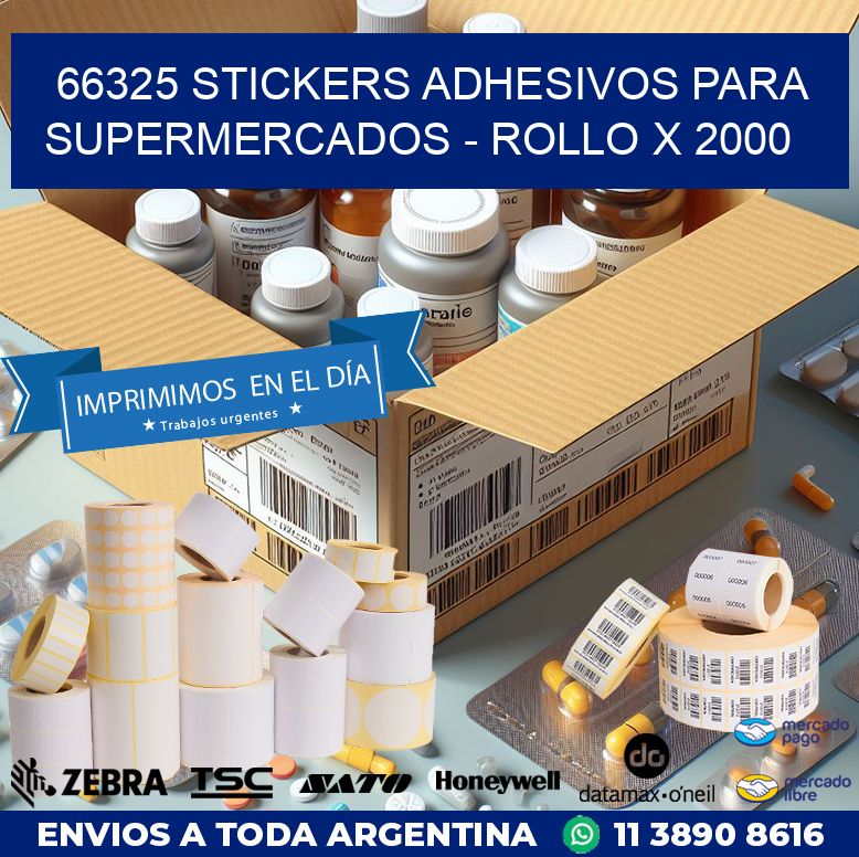 66325 STICKERS ADHESIVOS PARA SUPERMERCADOS - ROLLO X 2000