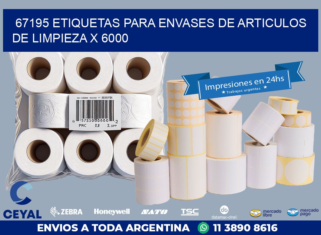 67195 ETIQUETAS PARA ENVASES DE ARTICULOS DE LIMPIEZA X 6000