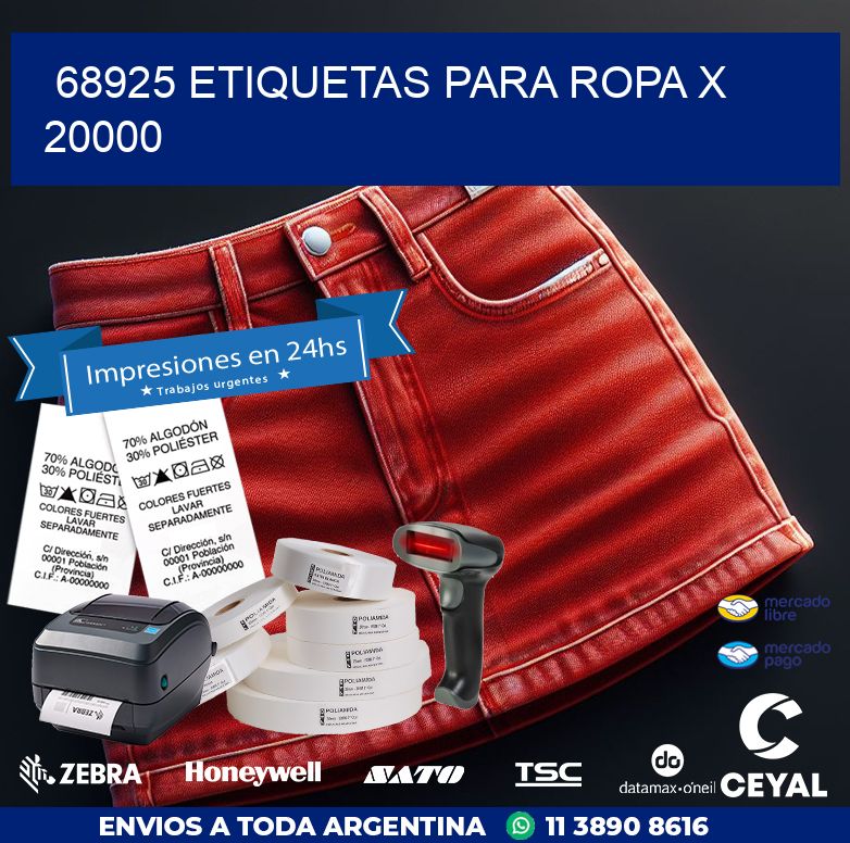 68925 ETIQUETAS PARA ROPA X 20000