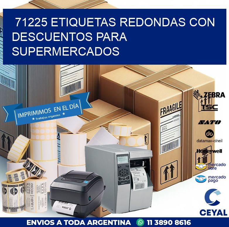 71225 ETIQUETAS REDONDAS CON DESCUENTOS PARA SUPERMERCADOS