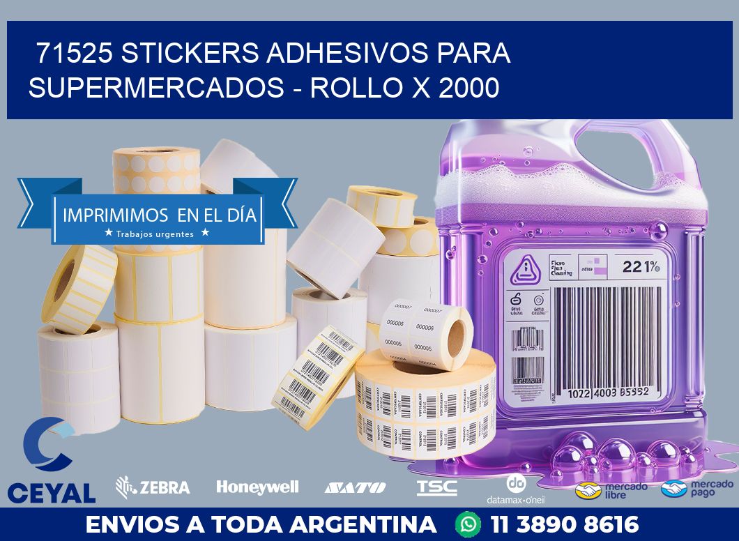 71525 STICKERS ADHESIVOS PARA SUPERMERCADOS - ROLLO X 2000