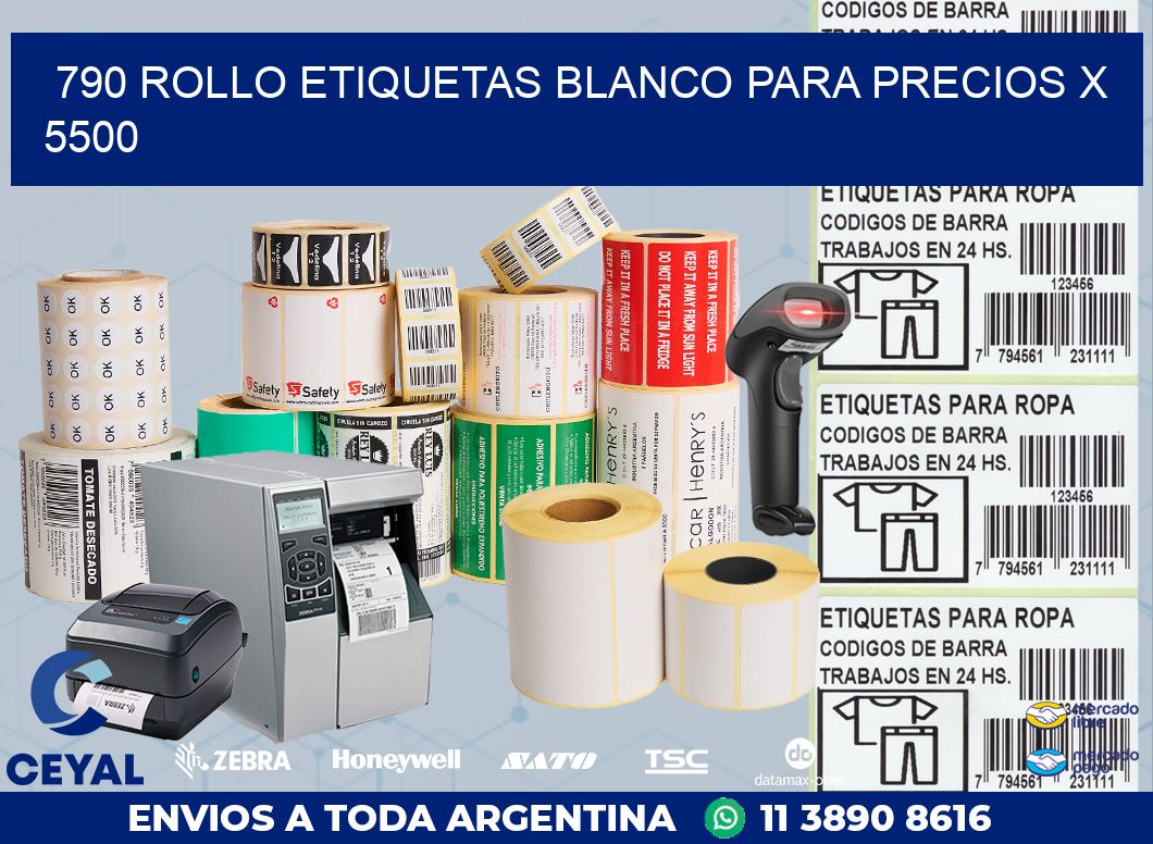 790 ROLLO ETIQUETAS BLANCO PARA PRECIOS X 5500