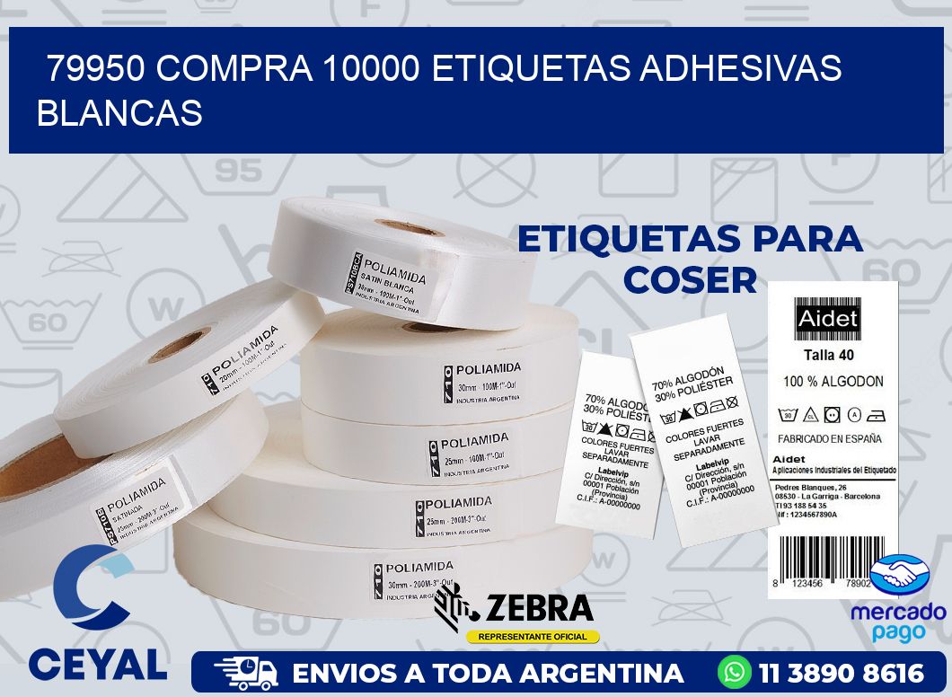 79950 COMPRA 10000 ETIQUETAS ADHESIVAS BLANCAS