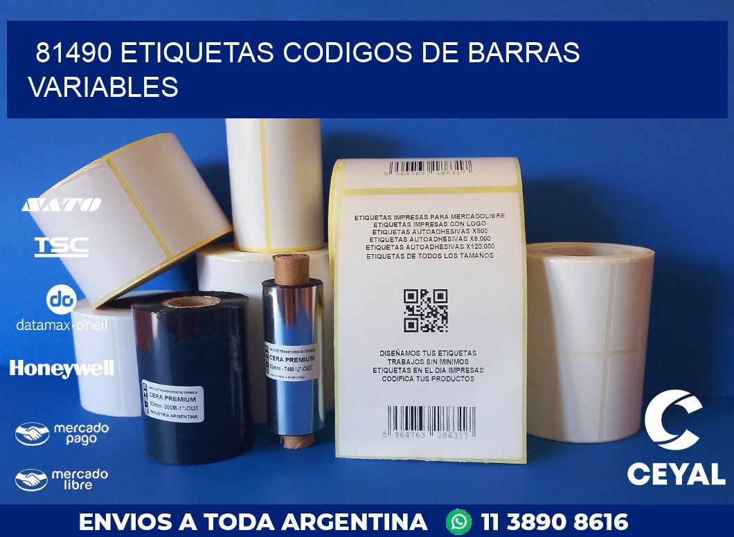 81490 ETIQUETAS CODIGOS DE BARRAS VARIABLES