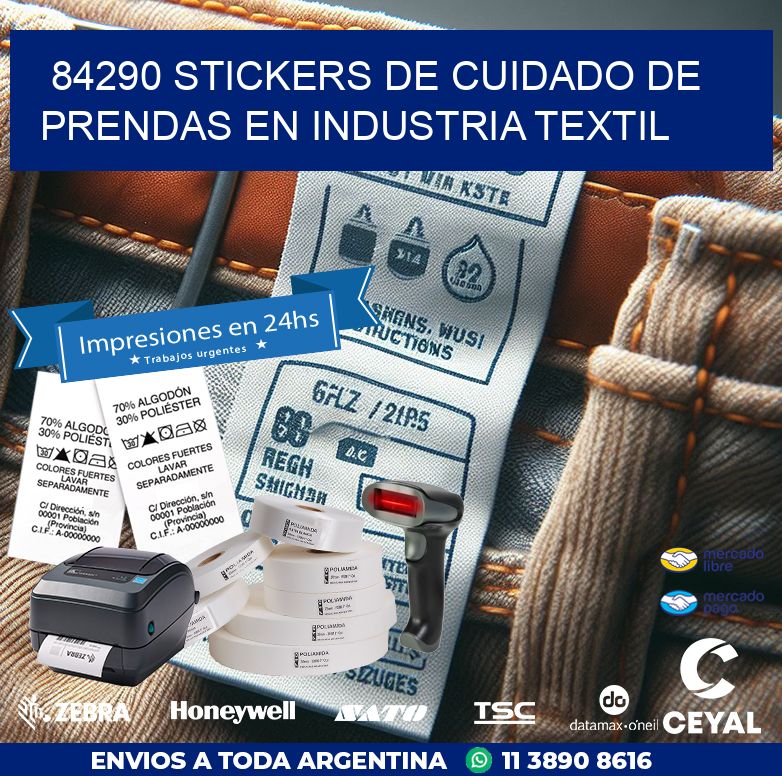 84290 STICKERS DE CUIDADO DE PRENDAS EN INDUSTRIA TEXTIL