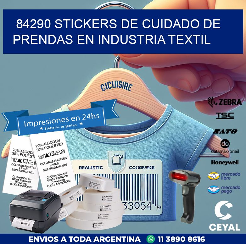 84290 STICKERS DE CUIDADO DE PRENDAS EN INDUSTRIA TEXTIL