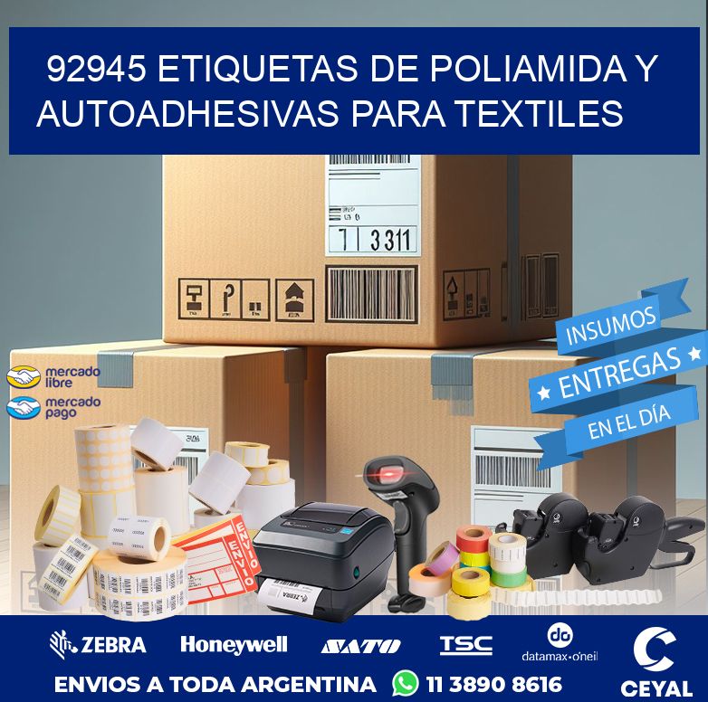 92945 ETIQUETAS DE POLIAMIDA Y AUTOADHESIVAS PARA TEXTILES