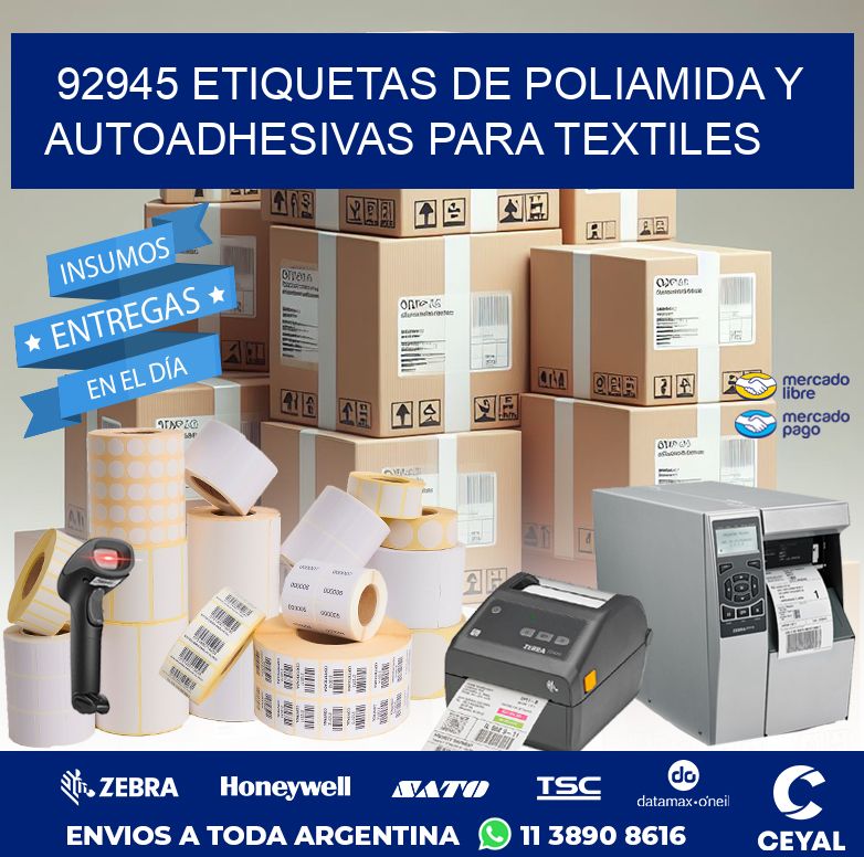 92945 ETIQUETAS DE POLIAMIDA Y AUTOADHESIVAS PARA TEXTILES